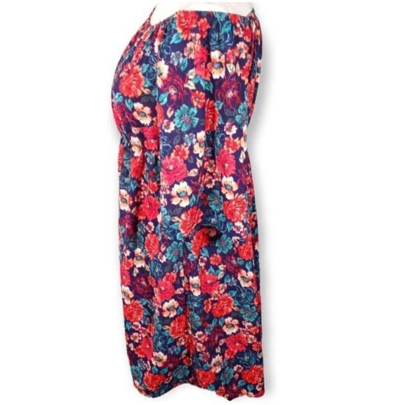 RED & TEAL FLORAL OFF-THE-SHOULDER MINI DRESS SZ.M EUC. - Picture 4 of 6